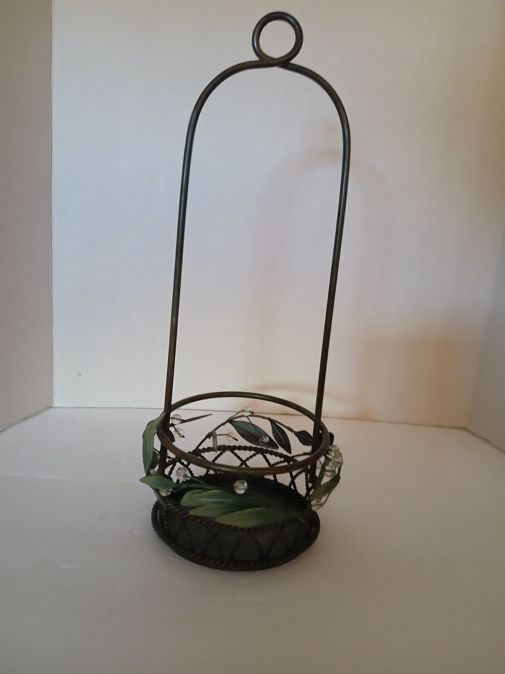 PartyLite Green and Brown Metal Hanging Candle Holder